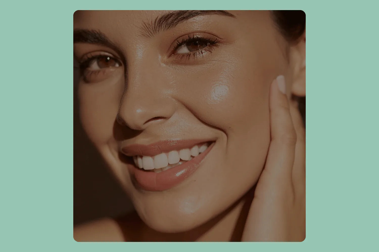Close-up of glowing skin with smooth texture and healthy complexion